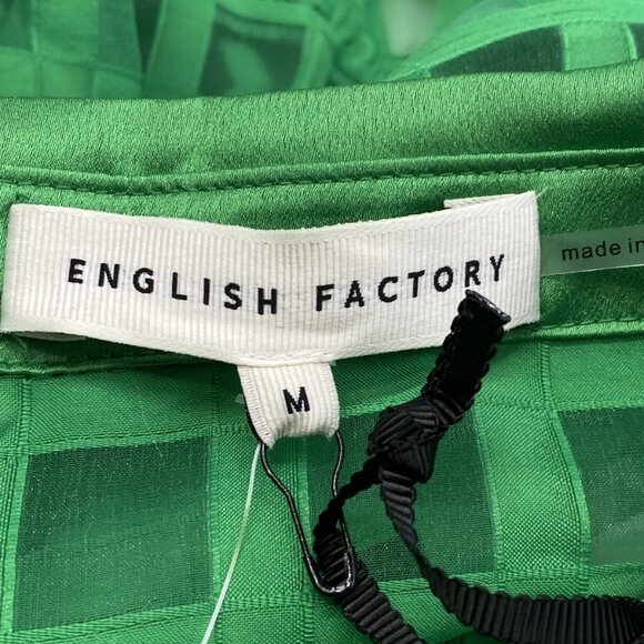 English Factory Women’s Gridded Organza Tiered Button-Up Maxi Dress Green Size M - Picture 6 of 11